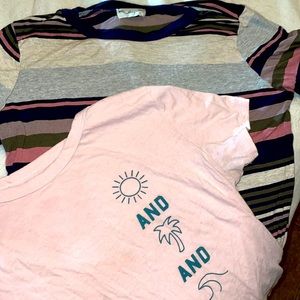 BUNDLE!!! Pink summer shirt and striped crop top